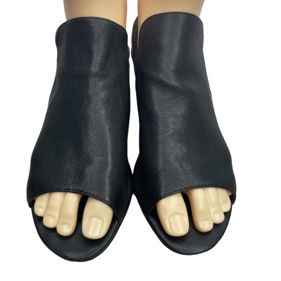 Van Eli Black Leather Open Toe Block Heel Elastic Slingback Sandals Size 8M - Picture 2 of 9